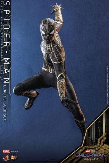 【予約2022年1月】ムービー・マスターピース 『スパイダーマン：ノー・ウェイ・ホーム』 1/6スケールフィギュア スパイダーマン (ブラック＆ゴールドスーツ版) ホットトイズ