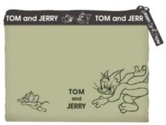トムとジェリー ロゴテープシリーズ フラットポーチ カーキ トムとジェリー