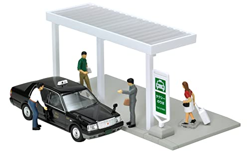 【予約2022年9月】ジオコレ64 1/64#カースナップ04b タクシー乗り場 (トヨタ クラウンコンフォート 付属) ABS・PVC製 人形・小物 (塗装済、一部組立済) ＋ ダイキャスト製 完成 ミニカー セット