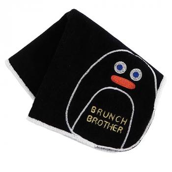【ブランチブラザー】 コーナー刺繍タオルハンカチ ペンギン ブラック 約25cm
