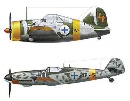 【予約2023年5月】ハセガワ 1/72 フィンランド空軍 B-239 バッファロー ＆ メッサーシュミット Bf109G-6 ユーティライネン w/フィギュア プラモデル 02439