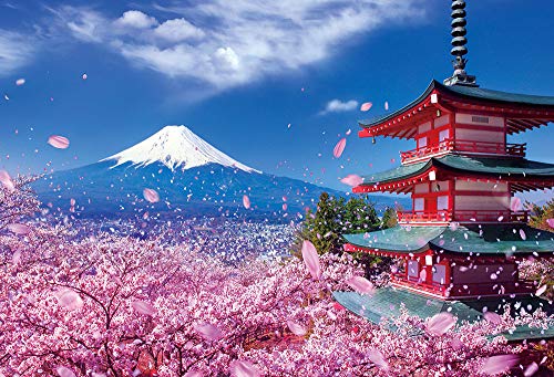 【日本製】 1000ピースジグソーパズル 富士と桜舞う浅間神社 マイクロピース(26×38cm)【送料込み】