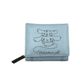 サンリオキャラクターズ シナモロール 刺繍シリーズ ラウンドミニ財布 ブルー