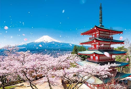 108ピース ジグソーパズル 富士と桜吹雪の五重塔（山梨） ラージピース (26x38cm)【送料込み】