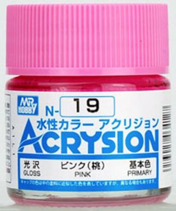 【水性アクリル樹脂塗料】新水性カラー アクリジョン ピンク（桃） N19