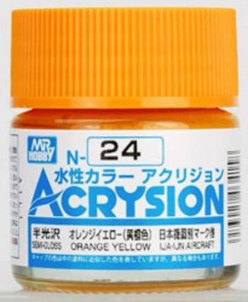【水性アクリル樹脂塗料】新水性カラー アクリジョン オレンジイエロー (黄橙色) 光沢 N24