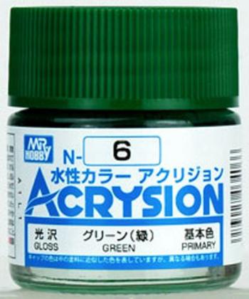 【水性アクリル樹脂塗料】新水性カラー アクリジョン グリーン（緑） 光沢 N6