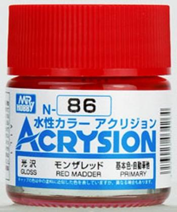【水性アクリル樹脂塗料】新水性カラー アクリジョン モンザレッド 光沢 N86