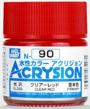 【水性アクリル樹脂塗料】新水性カラー アクリジョン クリアーレッド 光沢 N90