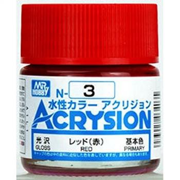 【水性アクリル樹脂塗料】新水性カラー アクリジョン レッド（赤） 光沢 N3