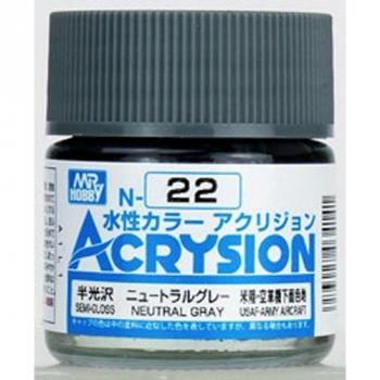 【水性アクリル樹脂塗料】新水性カラー アクリジョン ニュートラルグレー 光沢 N22