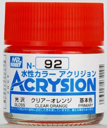 【水性アクリル樹脂塗料】新水性カラー アクリジョン クリアーオレンジ 光沢 N92